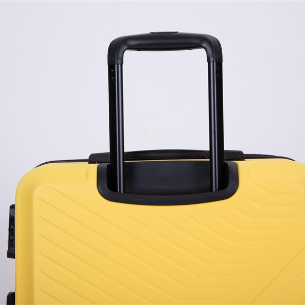 3 Piece Luggage Sets ABS Lightweight Suitcase with Two Hooks, Spinner Wheels, TSA Lock, (20/24/28), Yellow