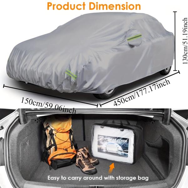 Universal car cover, sunscreen and dustproof universal car cover, suitable for large cars measuring 450 * 140 * 130cm（Grey）