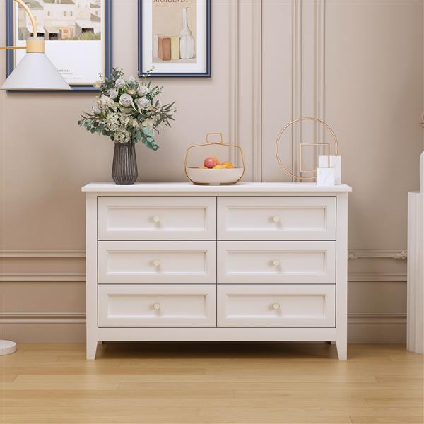 Solid Wood spray-painted drawer dresser bar,buffet tableware cabinet lockers buffet server console table lockers, retro round handle, applicable to the dining room, living room,kitchen corridor,white