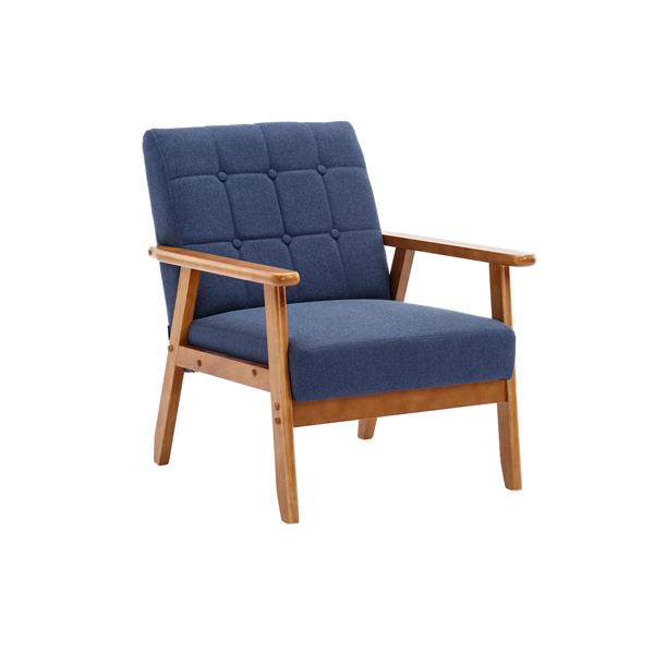 Leisure Chair with Solid Wood Armrest and Feet, Mid-Century Modern Accent chair, for Living Room Bedroom Studio chair