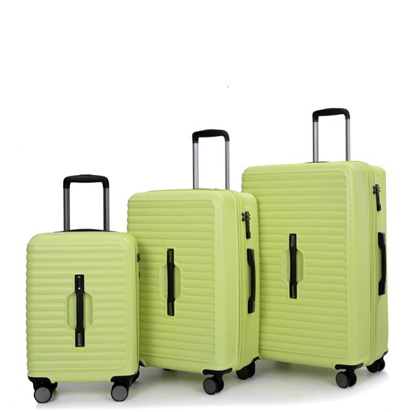 3 Piece Luggage Sets PC+ABS Lightweight Suitcase with Two Hooks, 360° Double Spinner Wheels, TSA Lock, (20/24/28) Light Green