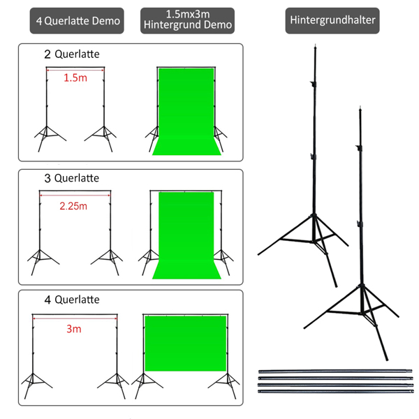 S-8 2 * 3m Foldable Background Stand with 6 Fish Mouth Clips and 2 Sandbag Iron Black Photography Stand