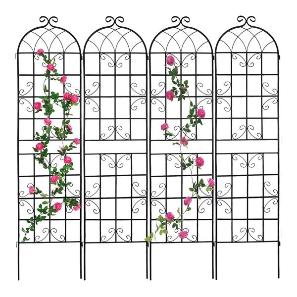 4 Pack Metal Garden Trellis 86.7" x 19.7" Rustproof Trellis for Climbing Plants Outdoor Flower Support Black