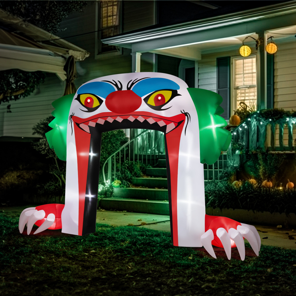 8.9 FT Halloween Inflatables Clown Archway Outdoor Decorations, Scary Halloween Giant Clown Blow up Decorations with Built-in LED Lights for Holiday Party Front Yard Lawn Garden Decor