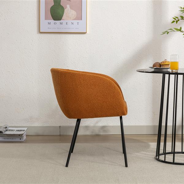 039-Set of 1 Fabric Dining Chair With Black Metal Legs,Ginger