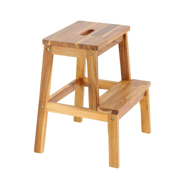 Acacia Wood Two Steps Stool Small Size Rectangle