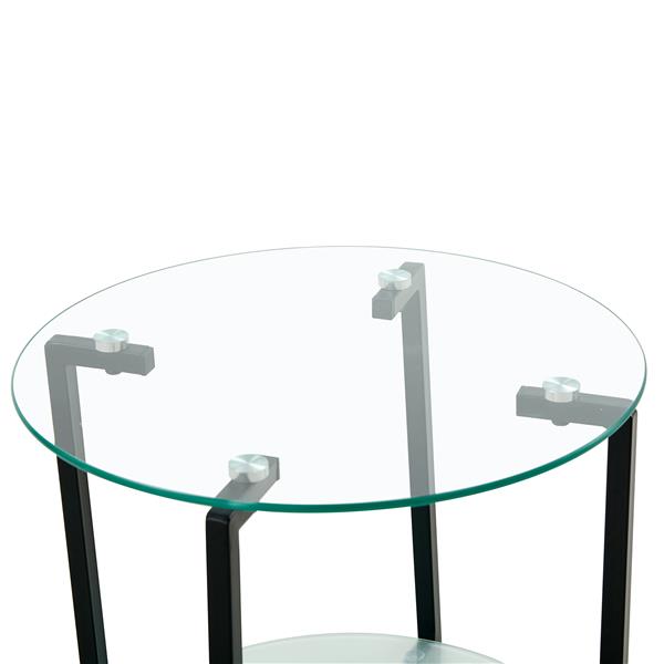 2-piece set (Clear) Tempered Glass End Table, Round Coffee Table for Bedroom Living Room Office