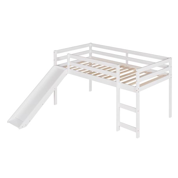 Loft Bed with Slide, Multifunctional Design, Twin (White)