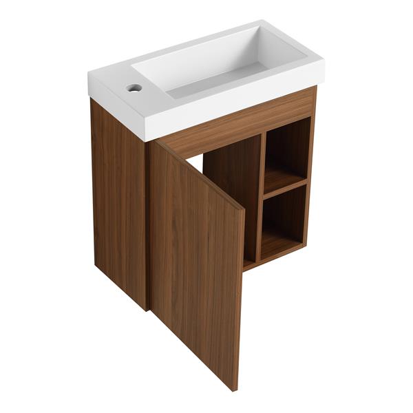 20'' Floating Wall-Mounted Bathroom Vanity with White Resin Sink & Soft-Close Cabinet Door