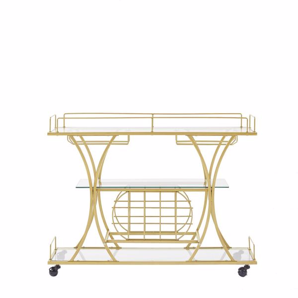 Electroplated Glass Bar Cart, With Wine Rack And Glass Holder, For Kitchen, Serving, Hotel  Gold