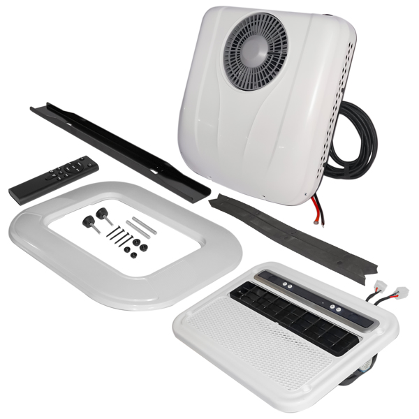 White 12V Air Conditioner RV Rooftop Electric Parking AC Unit 30-60A 1600W Low Noise for RV