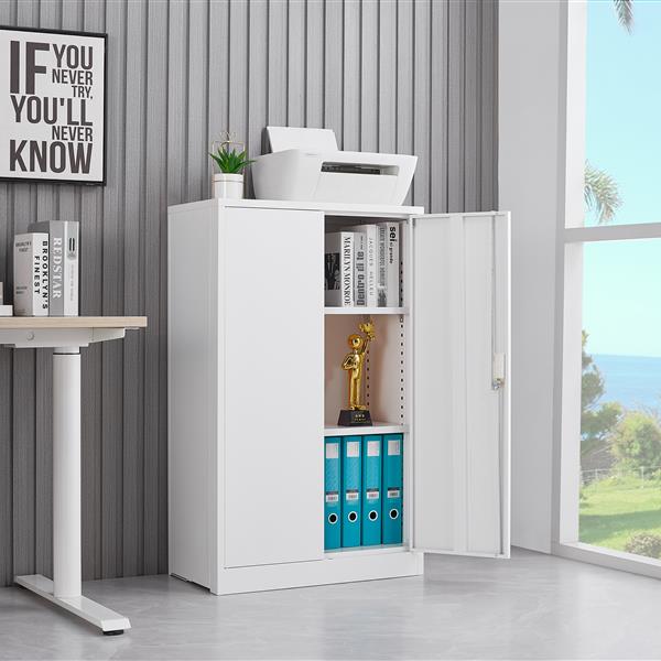 Metal Storage Cabinet with Locking Doors and Adjustable Shelf, Folding Filing Storage Cabinet , Folding Storage Locker Cabinet for Home Office,School,Garage, White