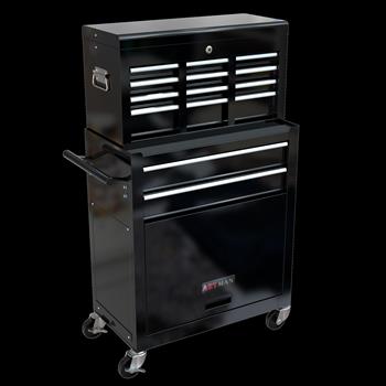 High Capacity Rolling Tool Chest with Wheels and Drawers, 8-Drawer Tool Storage Cabinet--BLACK