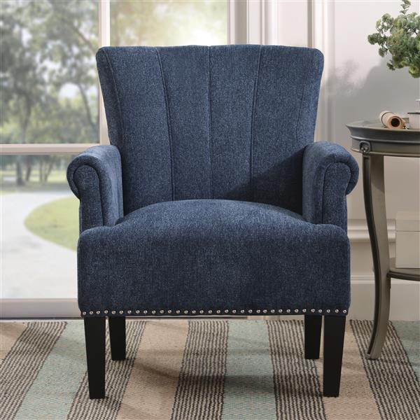 Tufted Polyester Armchair ,Navy Blue