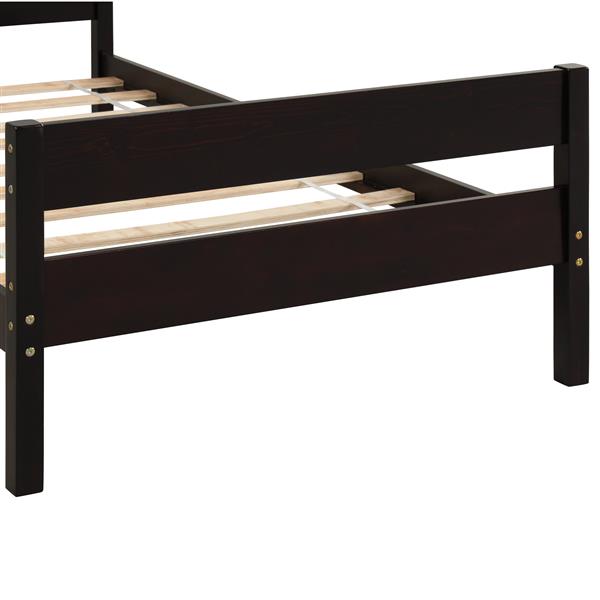 Twin Bed with Headboard and Footboard,Espresso