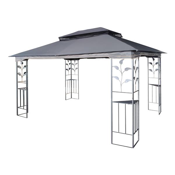 13x10 Outdoor Patio Gazebo Canopy Tent With Ventilated Double Roof And Mosquito net(Detachable Mesh Screen On All Sides),Suitable for Lawn, Garden, Backyard and Deck,Gray Top