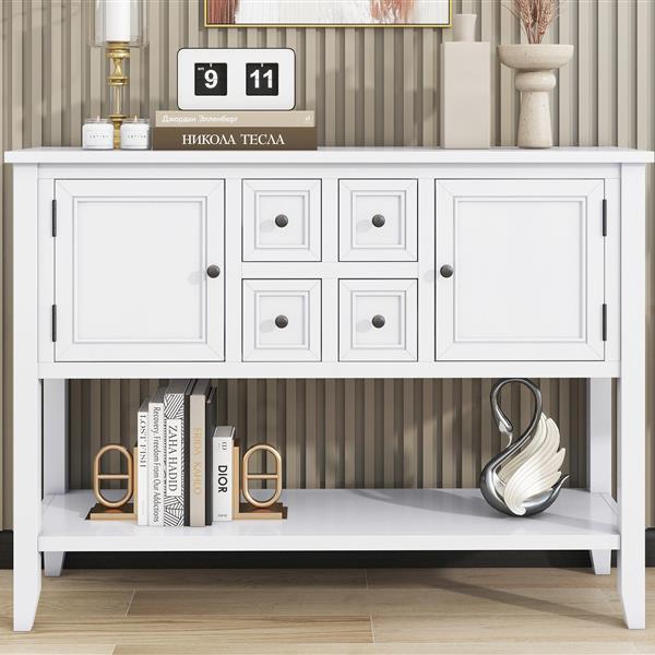 Cambridge Series  Ample Storage Vintage Console Table with Four Small Drawers and Bottom Shelf for Living Rooms, Entrances and Kitchens