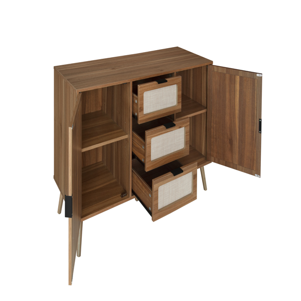 2 Door 3 Drawer Cabinet, Accent Storage Cabinet, Suitable for Living Room, Bedroom, Dining Room, Study 