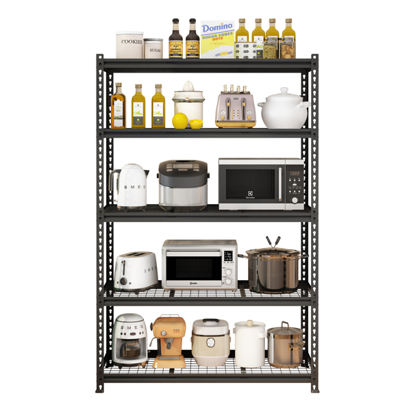 5-Tier  Adjustable Metal Shelving Unit ,Heavy Duty Garage Shelving,Storage Racks,Industrial Utility Shelf,47.2" W x 24 "D x 72''H, Black for Garage, Basement, Warehouse, Workshop,kitchen and so on.