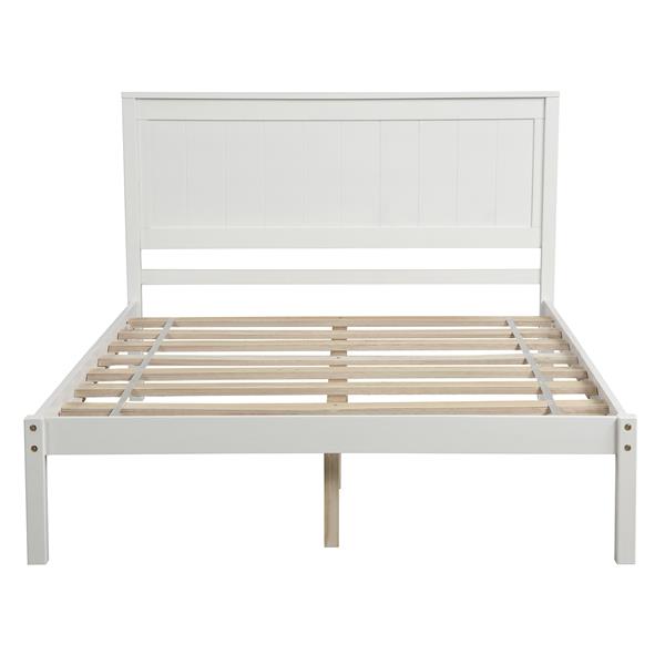 Platform Bed Frame with Headboard , Wood Slat Support , No Box Spring Needed ,Full,White