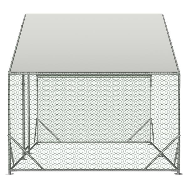 Large Metal Chicken Coop, Walk-in Chicken Run,Galvanized Wire Poultry Chicken Hen Pen Cage, Rabbits Duck Cages with Waterproof and Anti-Ultraviolet Cover for Outside(10' L x 6.6' W x 6.56' H)