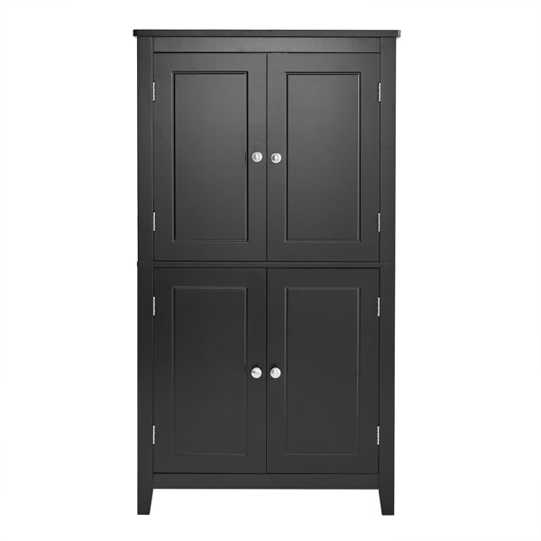 Elegant Bathroom Floor Storage Cabinet, Bathroom Storage Unit, Freestanding Cabinet with 4 Doors, Adjustable Shelves, Adaptable Shelves, Black 