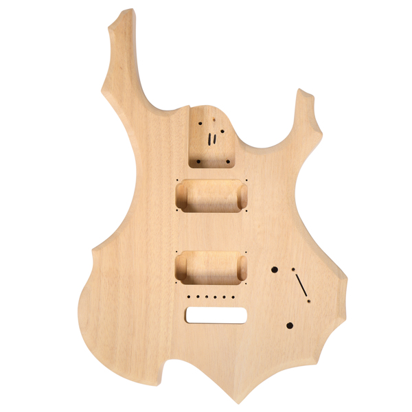 DIY 6 String Flame Shaped Style Electric Guitar Kits with Mahogany Body, Maple Neck and Accessories