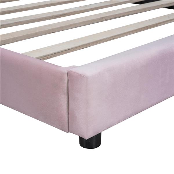 Twin+Full Upholstered Platform Bed Set with Semicircular Headboard, Pink