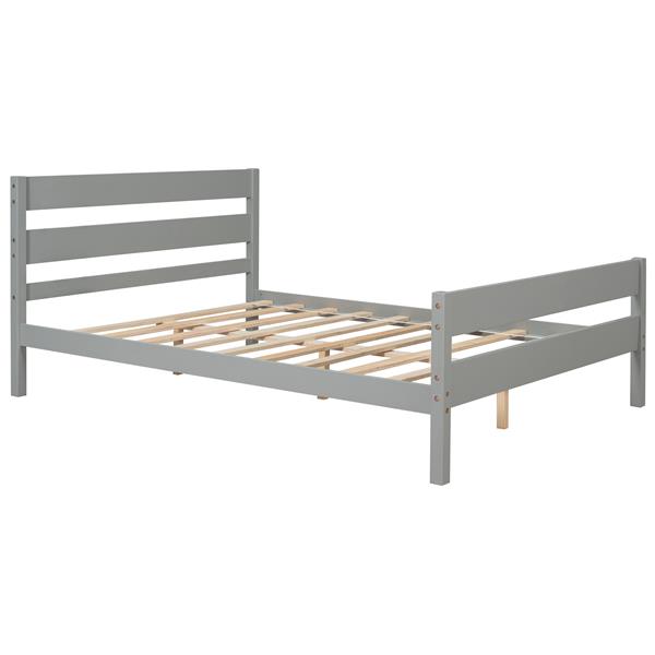 Full Bed with Headboard and Footboard,Grey