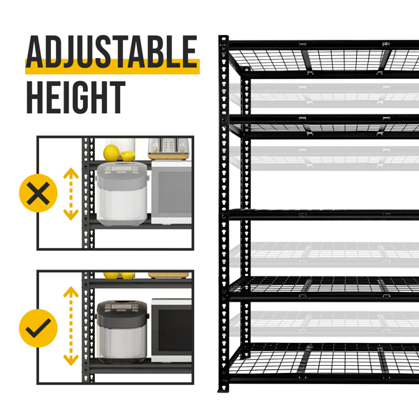 5-Tier  Adjustable Metal Shelving Unit ,Heavy Duty Garage Shelving,Storage Racks,Industrial Utility Shelf,47.2" W x 24 "D x 72''H, Black for Garage, Basement, Warehouse, Workshop,kitchen and so on.