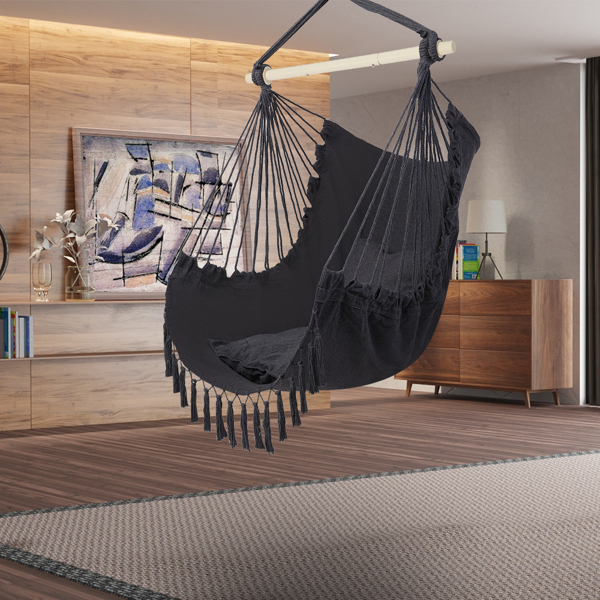 Pillow Tassel Hanging Chair Gray