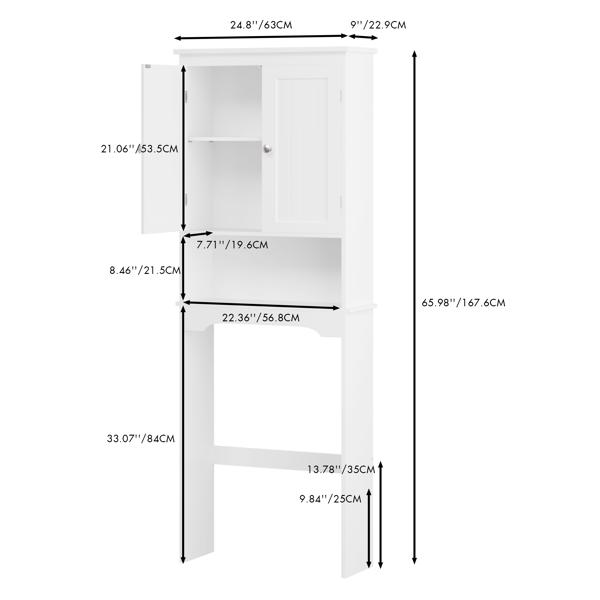 Over The Toilet Storage Cabinet, Bathroom Shelf Over Toilet, Bathroom Storage Cabinet Organizer,Wood Bathroom Space Saver, White 