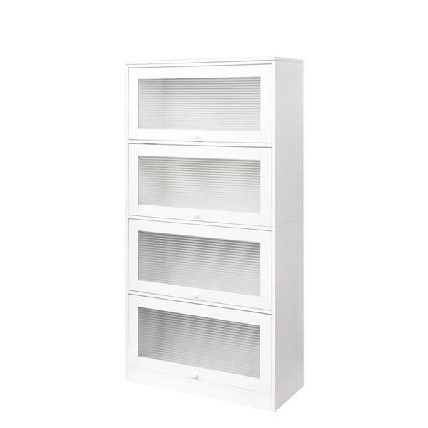 Bookcase Contemporary Closed Back Glass Doors Office Storage Cabinet Floor-to-Ceiling Low Cabinet Bookcase Against Wall Dustproof Bookshelf