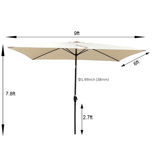 6 x 9ft  Patio Umbrella Outdoor  Waterproof Umbrella with Crank and Push Button Tilt without flap for Garden Backyard Pool  Swimming Pool Market