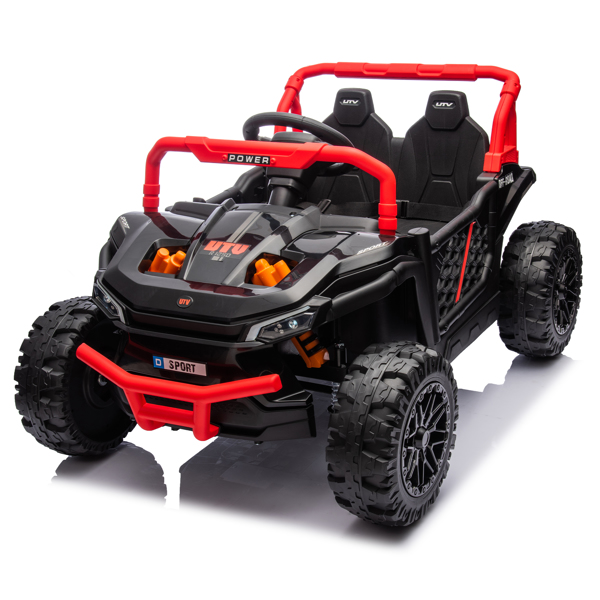 24V Kids Ride On UTV,Electric Toy For Kids w/Parents Remote Control,Four Wheel suspension,Low Start,Adjustable speed,Multimedia player,Early Education,Bluetooth,Rear storage space for kids aged 3+.