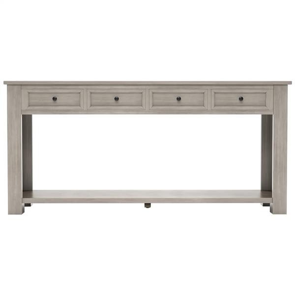 Console Table/Sofa Table with Storage Drawers and Bottom Shelf for Entryway Hallway (Gray Wash)