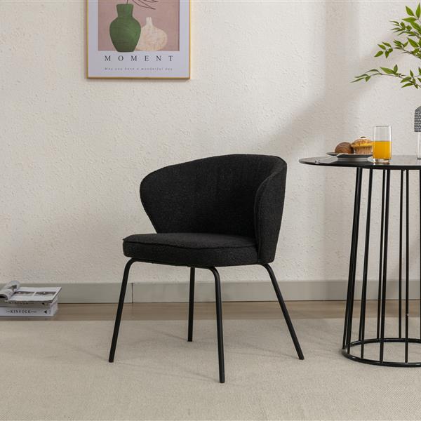 041-Set of 1 Fabric Dining Chair With Black Metal Legs,Black