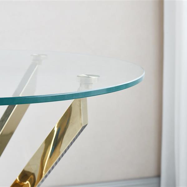 Modern Round Tempered Glass End Table with Stainless Steel Legs