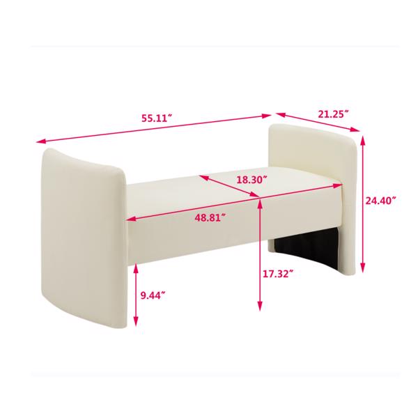 Beige, Cat's Claw Skin Bedroom Casual Rectangular Sofa Stool, Suitable for Bedroom, Living Room