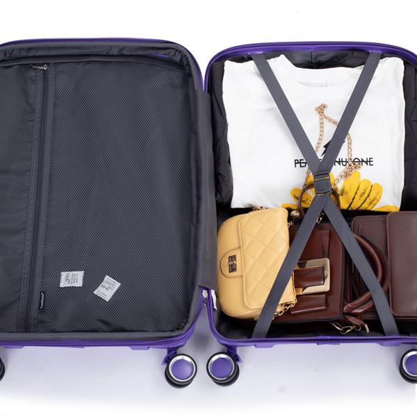 Expandable Hardshell Suitcase Double Spinner Wheels PP Luggage Sets Lightweight Durable Suitcase with TSA Lock,3-Piece Set (20/24/28) , Purple