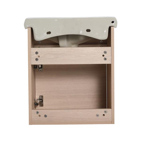 Small Size 18 Inch Bathroom Vanity With Ceramic Sink,Wall Mounting Design