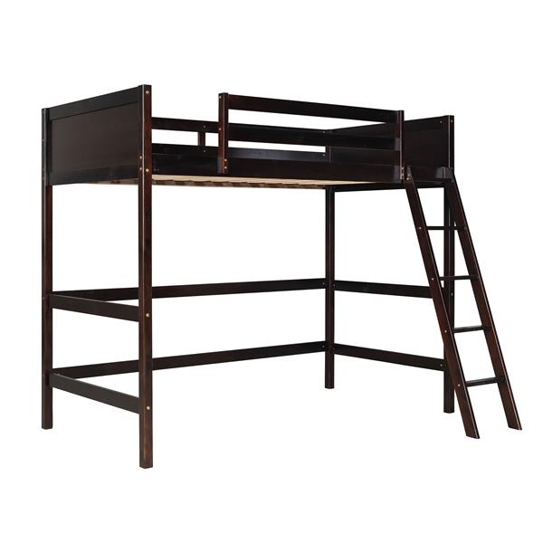 Solid Wood Twin Size Loft Bed with Ladder(Espresso)