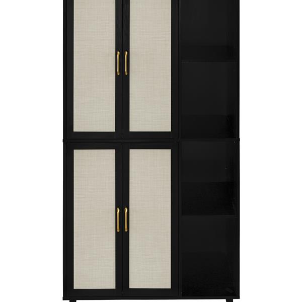 4 Door Cabinet with 4 Shelves with 4 Adjustable Inner Shelves, Storage Cabinet