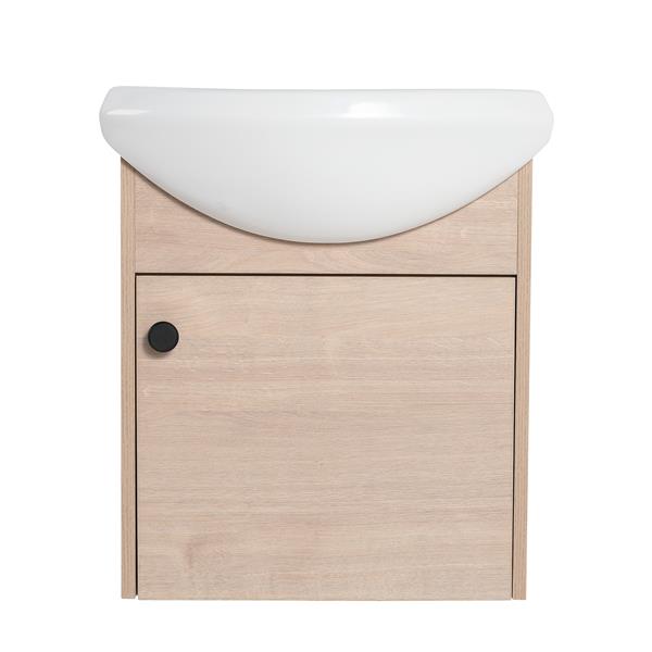 Small Size 18 Inch Bathroom Vanity With Ceramic Sink,Wall Mounting Design