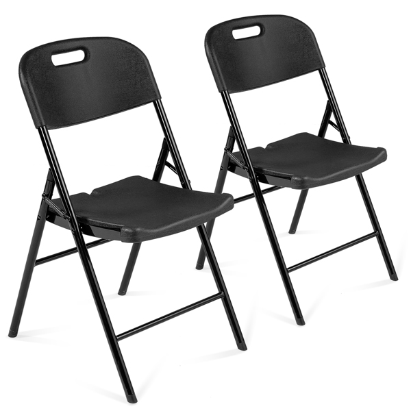 2pcs 47*54*84cm Garden Plastic Folding Chair Black