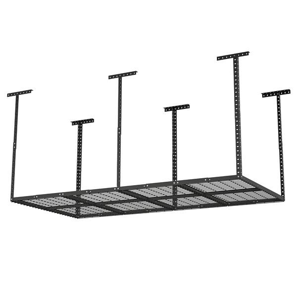 4x8ft Overhead Garage Storage Rack,Adjustable Garage Storage Organization Systerm,Heavy Duty Metal Garage Ceiling Storage Racks,660lbs Weight Capacity,Black