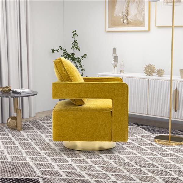 30.7"W Swivel Accent Open Back Chair Modern Comfy Sofa Chair With ld Stainless Steel Base For Nursery Bedroom Living Room Hotel Office, Club Chair Leisure Arm Chair For Lounge (Mustard Chenille)