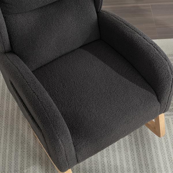 Fabric Rocking Chair With Packet Wood Legs,Dark Gray