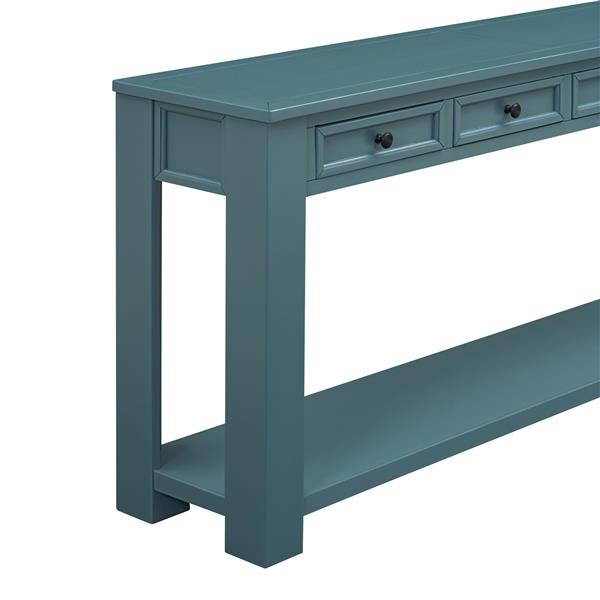 Console Table/Sofa Table with Storage Drawers and Bottom Shelf for Entryway Hallway(Dark Blue)