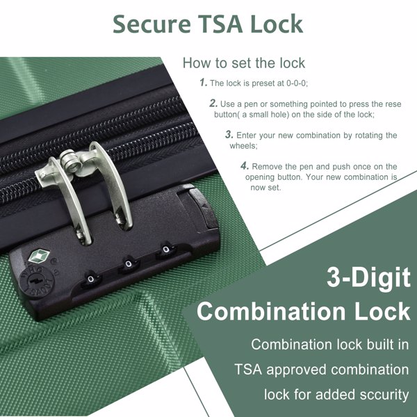 硬壳行李箱，轻便耐用 ABS 行李箱，带双轮 TSA Lock 20 英寸（单个行李箱）